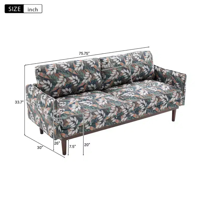 75 Modern Sofa with Solid Wood Legs, Loveseat Sofa Couch for Small Living Room, Bedroom, or Apartment-Panipeachy