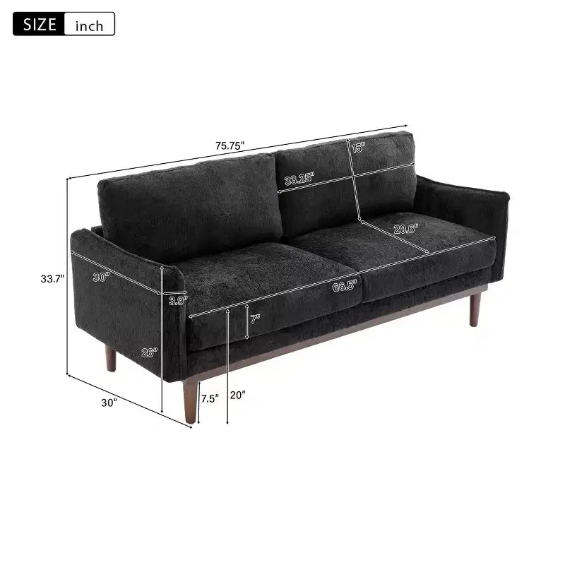 75 Modern Sofa with Solid Wood Legs, Loveseat Sofa Couch for Small Living Room, Bedroom, or Apartment-Panipeachy