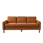Canapé Moderne 83 places en Tissu Teddy avec Pieds en Bois Massif et Accoudoirs Courbés, pour Salon, Chambre à Coucher ou Appartement - Panipeachy
