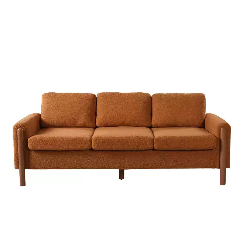 Canapé Moderne 83 places en Tissu Teddy avec Pieds en Bois Massif et Accoudoirs Courbés, pour Salon, Chambre à Coucher ou Appartement - Panipeachy
