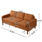Canapé Moderne 83 places en Tissu Teddy avec Pieds en Bois Massif et Accoudoirs Courbés, pour Salon, Chambre à Coucher ou Appartement - Panipeachy