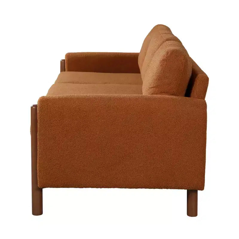 Canapé Moderne 83 places en Tissu Teddy avec Pieds en Bois Massif et Accoudoirs Courbés, pour Salon, Chambre à Coucher ou Appartement - Panipeachy