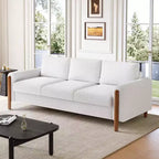 Canapé Moderne 83 places en Tissu Teddy avec Pieds en Bois Massif et Accoudoirs Courbés, pour Salon, Chambre à Coucher ou Appartement - Panipeachy