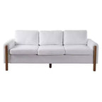 Canapé Moderne 83 places en Tissu Teddy avec Pieds en Bois Massif et Accoudoirs Courbés, pour Salon, Chambre à Coucher ou Appartement - Panipeachy