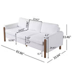 Canapé Moderne 83 places en Tissu Teddy avec Pieds en Bois Massif et Accoudoirs Courbés, pour Salon, Chambre à Coucher ou Appartement - Panipeachy
