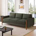 Canapé Moderne 83 places en Tissu Teddy avec Pieds en Bois Massif et Accoudoirs Courbés, pour Salon, Chambre à Coucher ou Appartement - Panipeachy