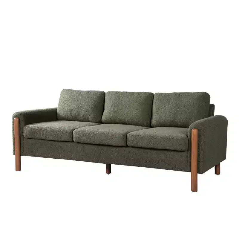 Canapé Moderne 83 places en Tissu Teddy avec Pieds en Bois Massif et Accoudoirs Courbés, pour Salon, Chambre à Coucher ou Appartement - Panipeachy