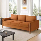 Canapé Moderne 83 places en Tissu Teddy avec Pieds en Bois Massif et Accoudoirs Courbés, pour Salon, Chambre à Coucher ou Appartement - Panipeachy