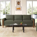 83 Modern Teddy Fabric Sofa with Solid Wood Legs and Curved Armrests, 3-Seater Sofa Couch for Living Room, Bedroom, or Apartment-Panipeachy