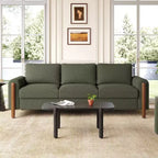 83 Modern Teddy Fabric Sofa with Solid Wood Legs and Curved Armrests, 3-Seater Sofa Couch for Living Room, Bedroom, or Apartment-Panipeachy