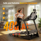 400lbs Capacity Treadmill, Folding Treadmill with 20%Incline, Electric Treadmill with APP Control, 0.6-12MPH, 64+3+3+1Programs, Shock Absorption