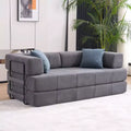 4-in-1 Convertible Sofa Bed, Corduroy Floor Couch Sleeper with 2 Pillows & Metal Arms, High-Density Foam Guest Bed, Gray