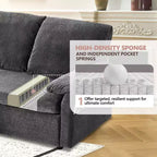 Karl Home |Modern L-Shaped Upholstered Velvet Sleeper Sectional Sofa bed with Chaise and Queen Pull Out Bed