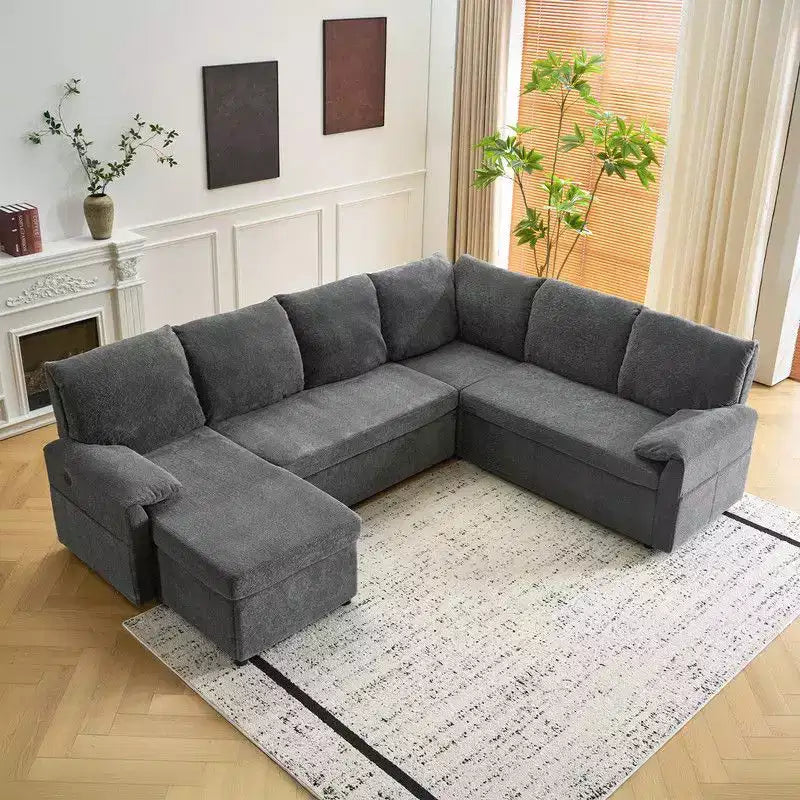 Karl Home | Canapé d'angle convertible en velours en U