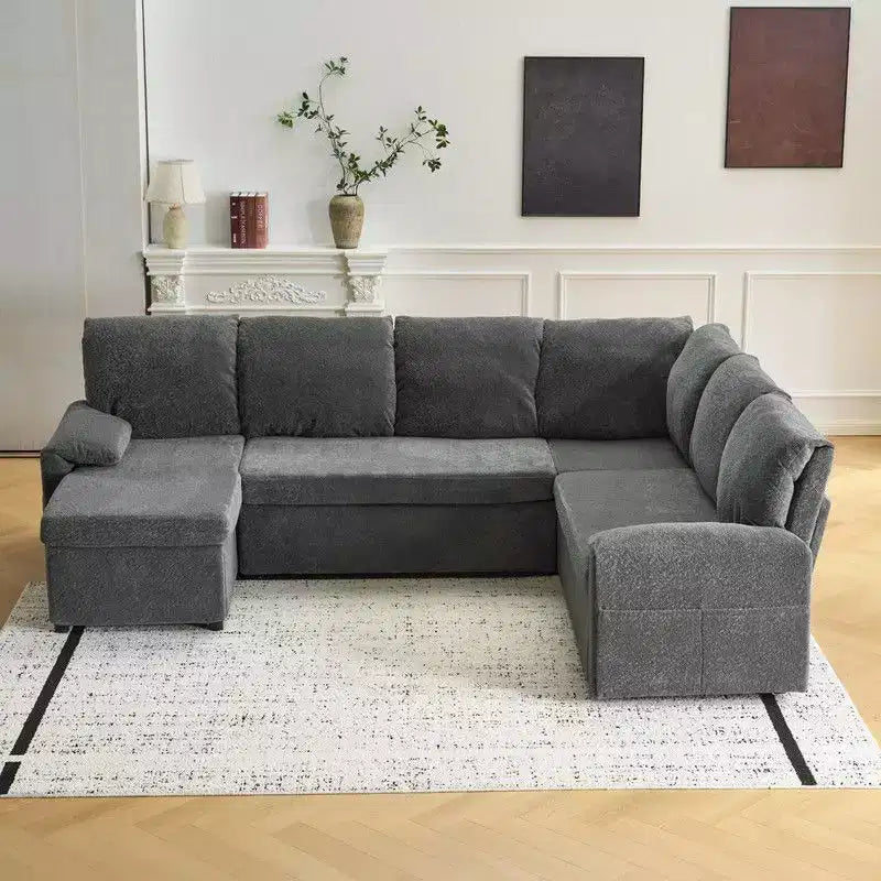 Karl Home | Canapé d'angle convertible en velours en U