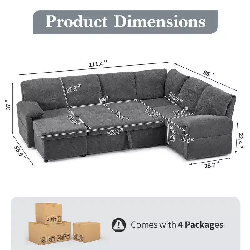 Karl Home | Canapé d'angle convertible en velours en U