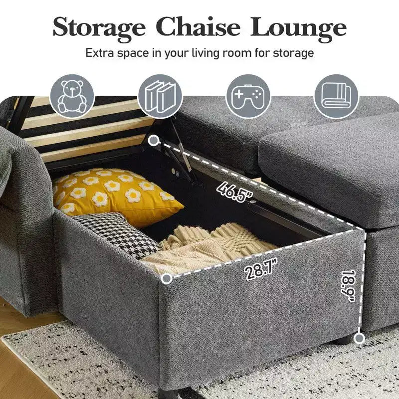 Karl Home | Canapé d'angle convertible en velours en U