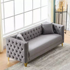 Canapé 80 en velours Chesterfield avec accoudoirs carrés, canapé profond avec structure en bois massif pour salon, chambre, bureau ou appartement - Panipeachy