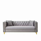 Canapé 80 en velours Chesterfield avec accoudoirs carrés, canapé profond avec structure en bois massif pour salon, chambre, bureau ou appartement - Panipeachy