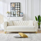 Canapé 80 en velours Chesterfield avec accoudoirs carrés, canapé profond avec structure en bois massif pour salon, chambre, bureau ou appartement - Panipeachy
