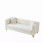 Canapé 80 en velours Chesterfield avec accoudoirs carrés, canapé profond avec structure en bois massif pour salon, chambre, bureau ou appartement - Panipeachy