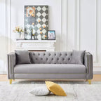 Canapé 80 en velours Chesterfield avec accoudoirs carrés, canapé profond avec structure en bois massif pour salon, chambre, bureau ou appartement - Panipeachy