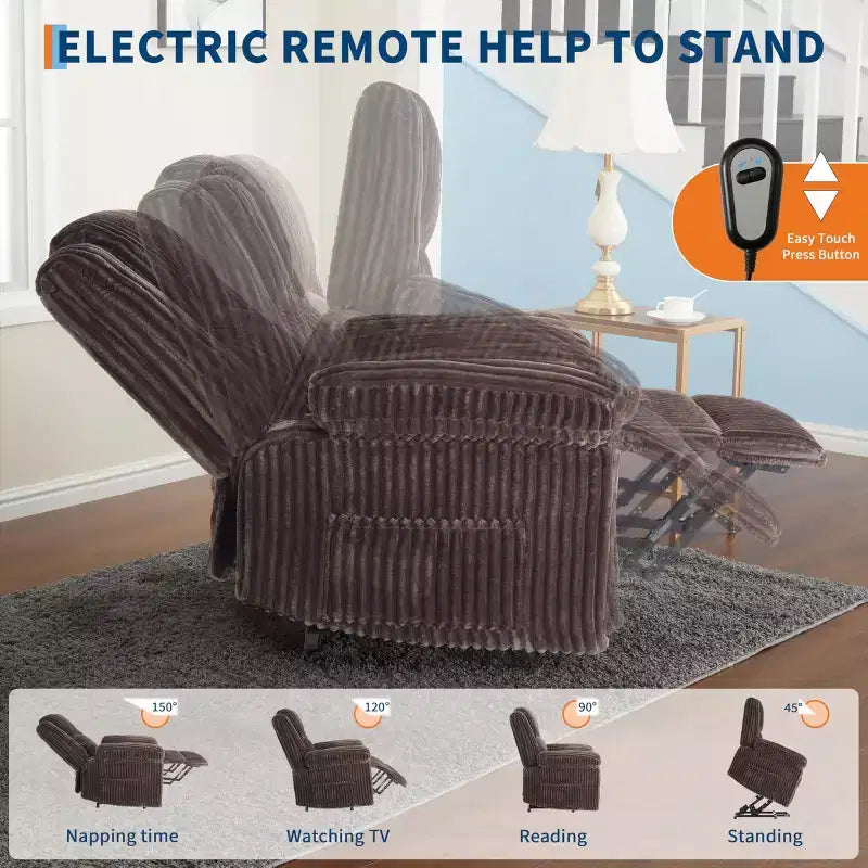 Power Lift Recliner Chair - Heat & Massage Function, Electric Stand-Up Recliner with Adjustable Positions, Soft Polyester Fabric & Full Sponge Padding