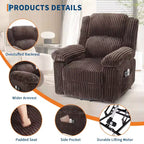Power Lift Recliner Chair - Heat & Massage Function, Electric Stand-Up Recliner with Adjustable Positions, Soft Polyester Fabric & Full Sponge Padding