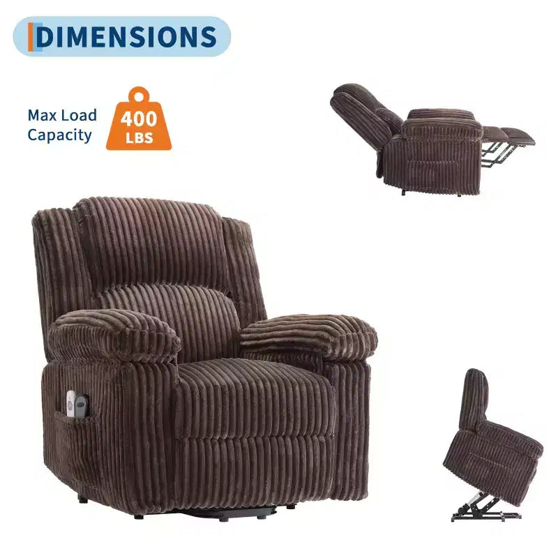 Power Lift Recliner Chair - Heat & Massage Function, Electric Stand-Up Recliner with Adjustable Positions, Soft Polyester Fabric & Full Sponge Padding