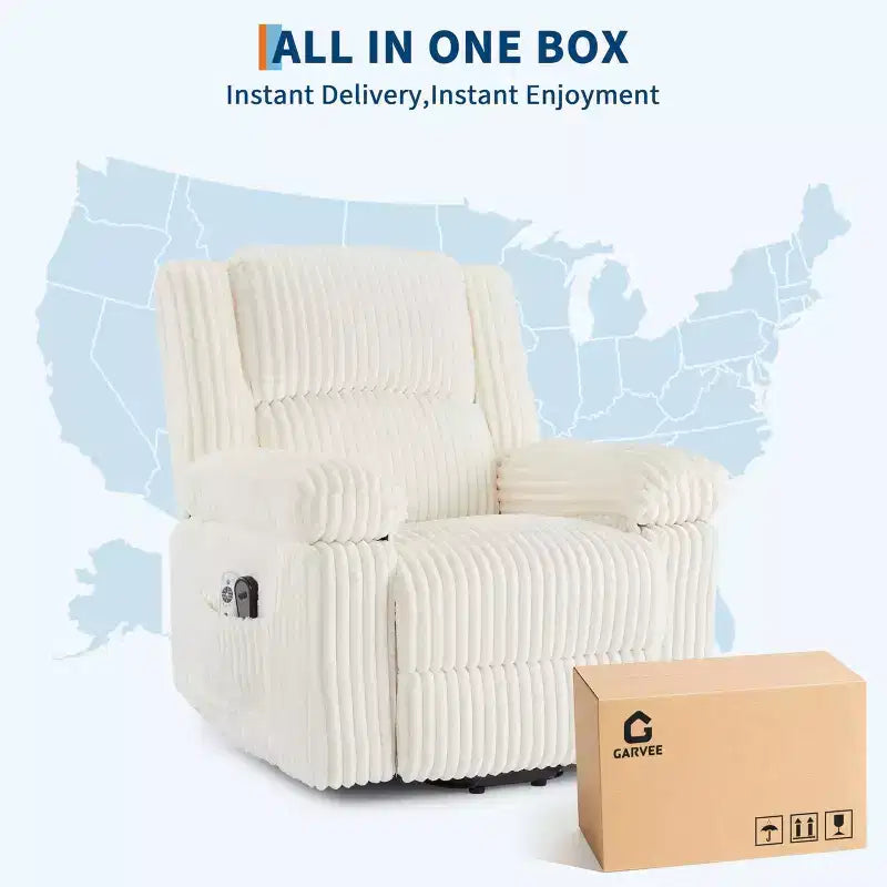 Power Lift Recliner Chair - Heat & Massage Function, Electric Stand-Up Recliner with Adjustable Positions, Soft Polyester Fabric & Full Sponge Padding
