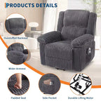 Power Lift Recliner Chair - Heat & Massage Function, Electric Stand-Up Recliner with Adjustable Positions, Soft Polyester Fabric & Full Sponge Padding