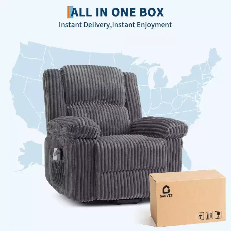 Power Lift Recliner Chair - Heat & Massage Function, Electric Stand-Up Recliner with Adjustable Positions, Soft Polyester Fabric & Full Sponge Padding