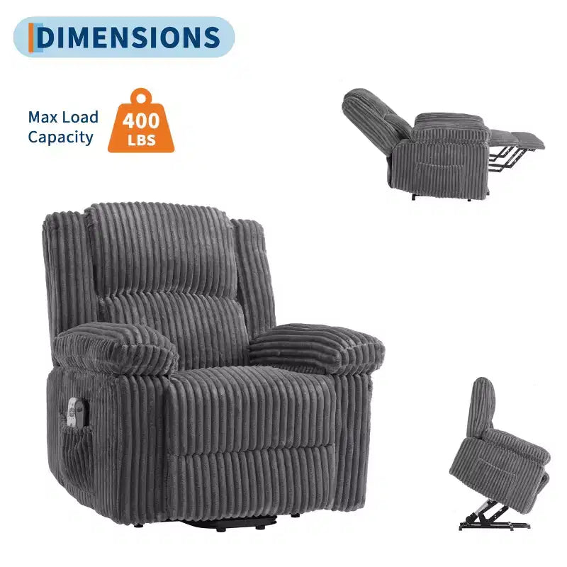 Power Lift Recliner Chair - Heat & Massage Function, Electric Stand-Up Recliner with Adjustable Positions, Soft Polyester Fabric & Full Sponge Padding