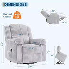 Power Lift Recliner Chair - Heat & Massage Function, Electric Stand-Up Recliner with Adjustable Positions, Soft Polyester Fabric & Full Sponge Padding
