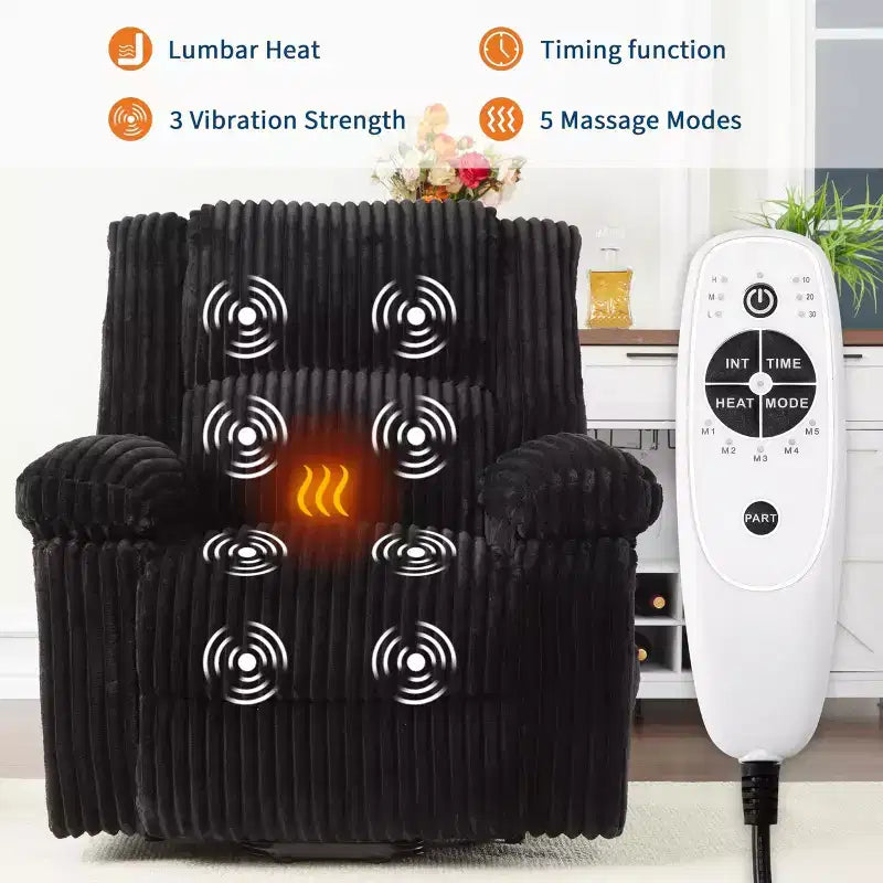 Power Lift Recliner Chair - Heat & Massage Function, Electric Stand-Up Recliner with Adjustable Positions, Soft Polyester Fabric & Full Sponge Padding