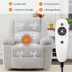 Power Lift Recliner Chair - Heat & Massage Function, Electric Stand-Up Recliner with Adjustable Positions, Soft Polyester Fabric & Full Sponge Padding