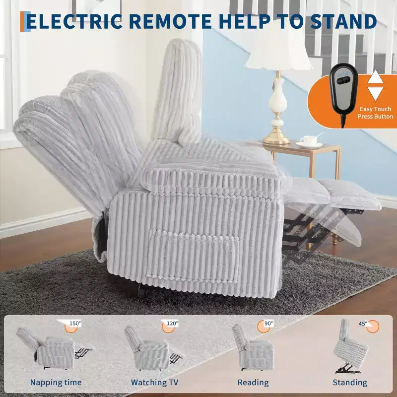 Power Lift Recliner Chair - Heat & Massage Function, Electric Stand-Up Recliner with Adjustable Positions, Soft Polyester Fabric & Full Sponge Padding