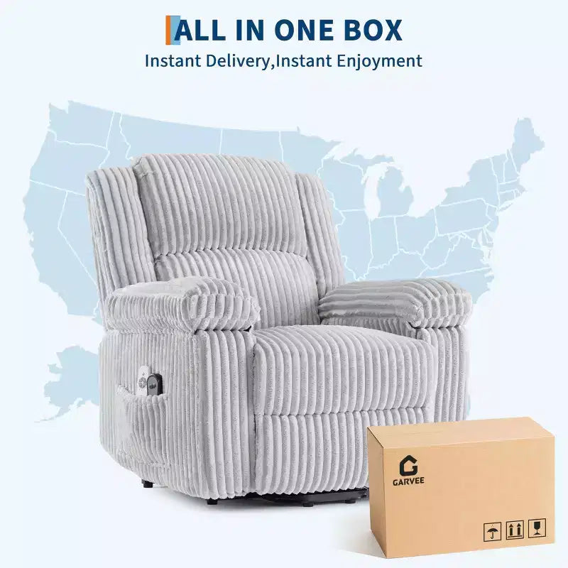 Power Lift Recliner Chair - Heat & Massage Function, Electric Stand-Up Recliner with Adjustable Positions, Soft Polyester Fabric & Full Sponge Padding