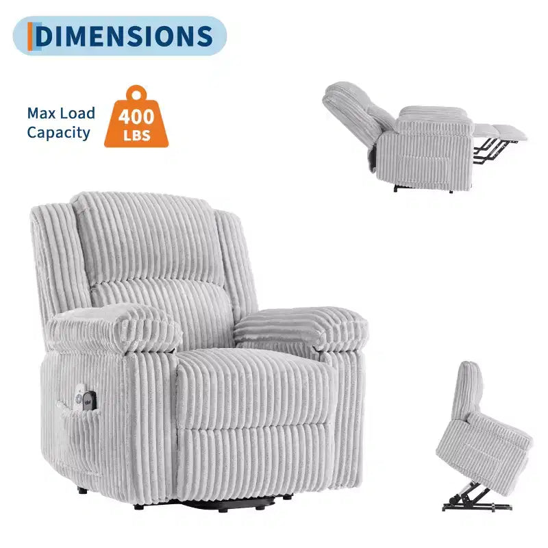 Power Lift Recliner Chair - Heat & Massage Function, Electric Stand-Up Recliner with Adjustable Positions, Soft Polyester Fabric & Full Sponge Padding
