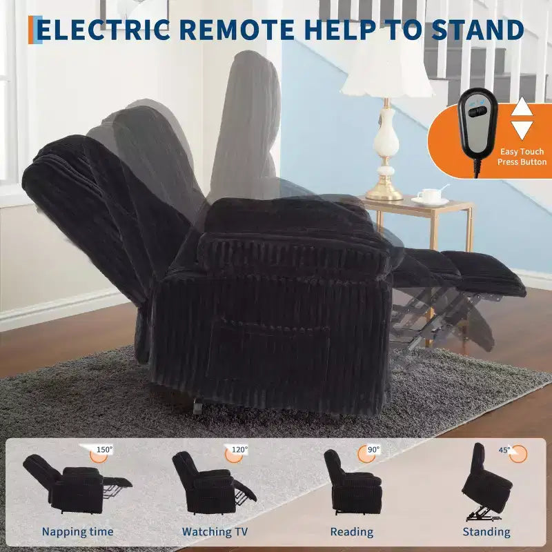 Power Lift Recliner Chair - Heat & Massage Function, Electric Stand-Up Recliner with Adjustable Positions, Soft Polyester Fabric & Full Sponge Padding