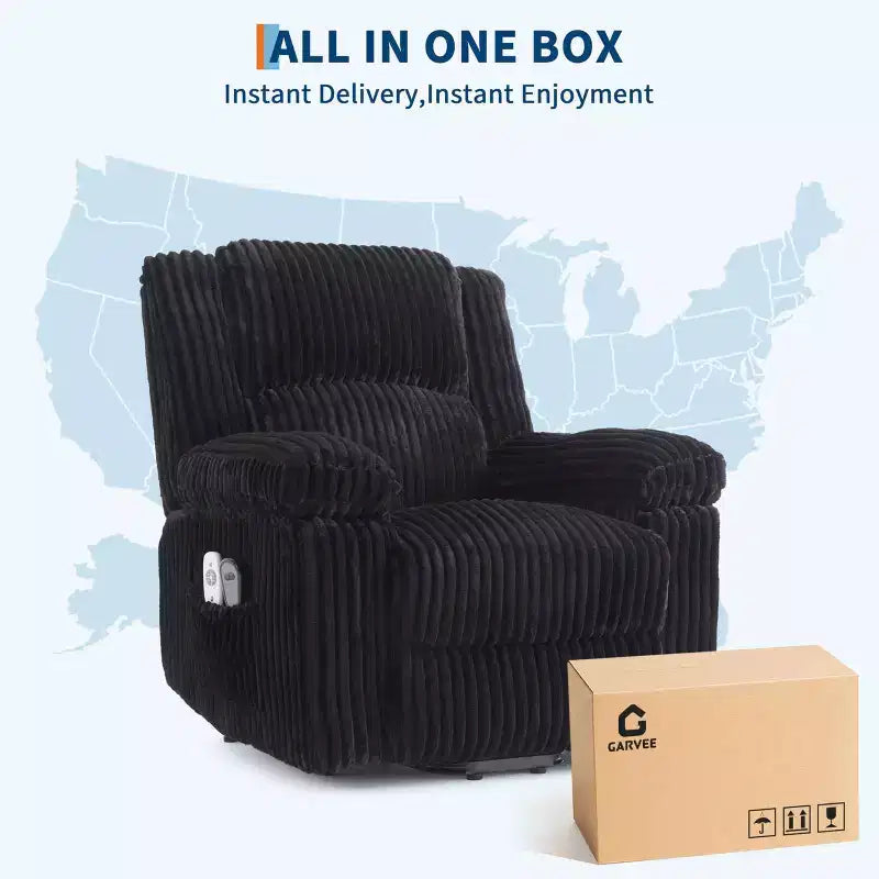 Power Lift Recliner Chair - Heat & Massage Function, Electric Stand-Up Recliner with Adjustable Positions, Soft Polyester Fabric & Full Sponge Padding