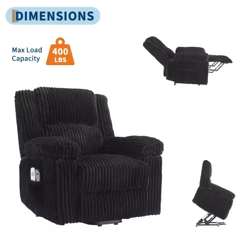 Power Lift Recliner Chair - Heat & Massage Function, Electric Stand-Up Recliner with Adjustable Positions, Soft Polyester Fabric & Full Sponge Padding