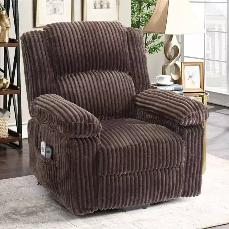 Power Lift Recliner Chair - Heat & Massage Function, Electric Stand-Up Recliner with Adjustable Positions, Soft Polyester Fabric & Full Sponge Padding