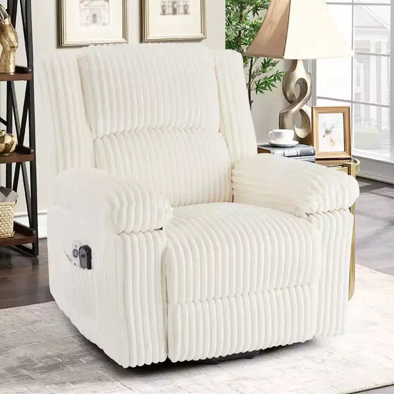 Power Lift Recliner Chair - Heat & Massage Function, Electric Stand-Up Recliner with Adjustable Positions, Soft Polyester Fabric & Full Sponge Padding
