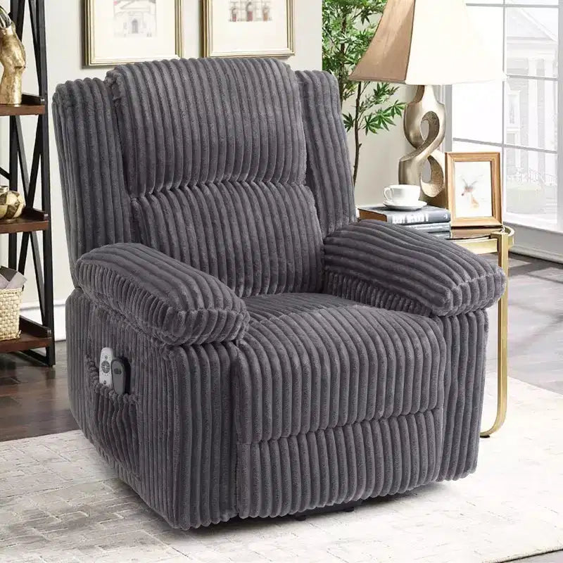 Power Lift Recliner Chair - Heat & Massage Function, Electric Stand-Up Recliner with Adjustable Positions, Soft Polyester Fabric & Full Sponge Padding