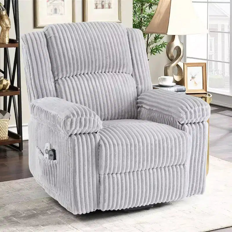 Power Lift Recliner Chair - Heat & Massage Function, Electric Stand-Up Recliner with Adjustable Positions, Soft Polyester Fabric & Full Sponge Padding