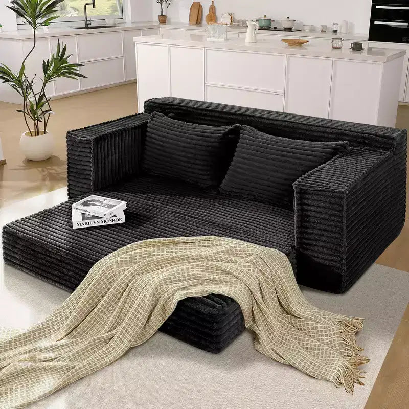 75 Convertible Sofa Bed, Boneless Couch Bed with 2 Pillows, Folding Pull Out Couch, Loveseat Sleeper Sofa for Living Room, No Assembly