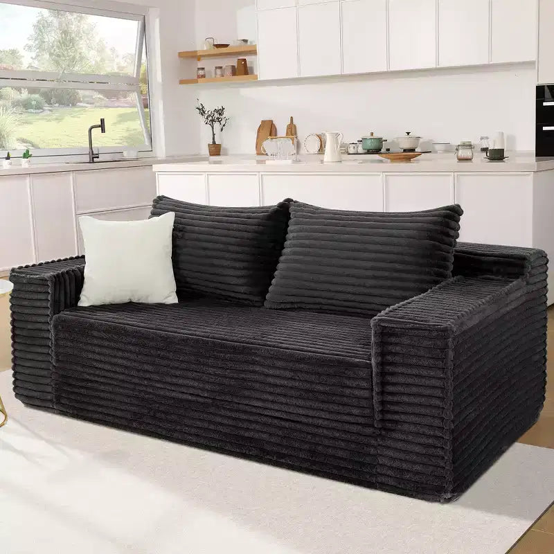 75 Convertible Sofa Bed, Boneless Couch Bed with 2 Pillows, Folding Pull Out Couch, Loveseat Sleeper Sofa for Living Room, No Assembly