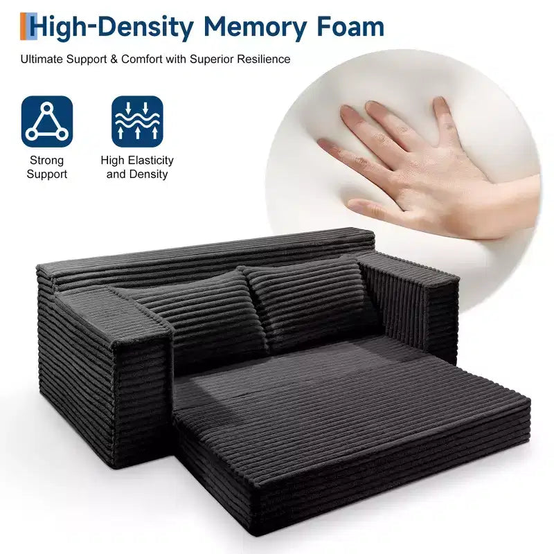 75 Convertible Sofa Bed, Boneless Couch Bed with 2 Pillows, Folding Pull Out Couch, Loveseat Sleeper Sofa for Living Room, No Assembly