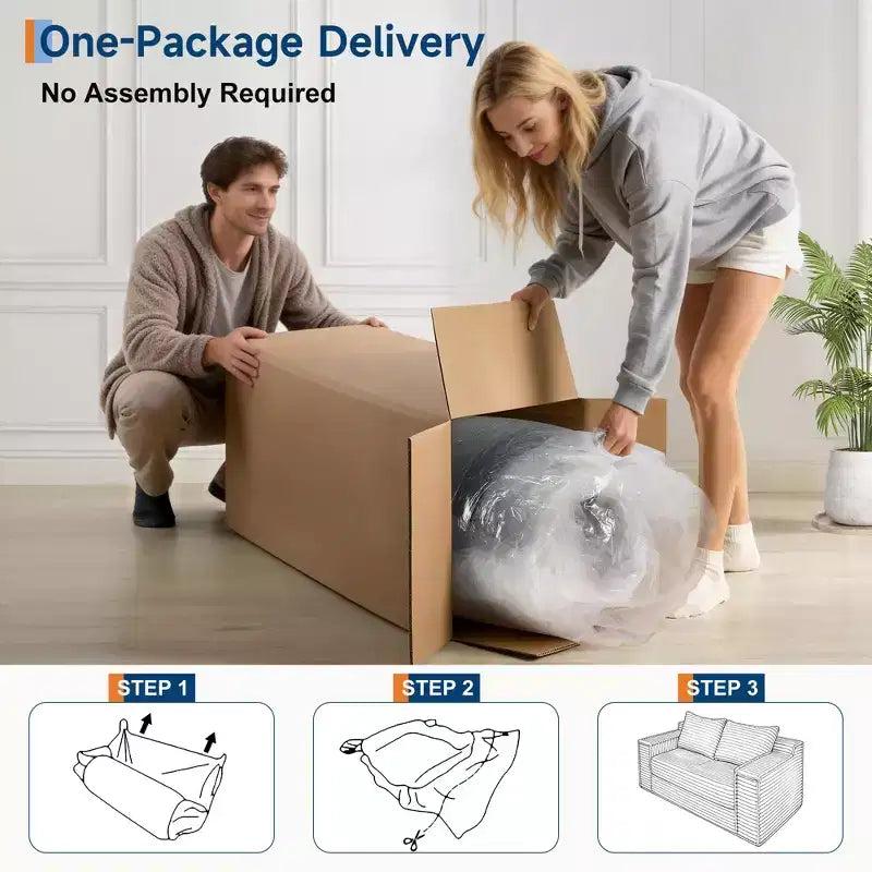 75 Convertible Sofa Bed, Boneless Couch Bed with 2 Pillows, Folding Pull Out Couch, Loveseat Sleeper Sofa for Living Room, No Assembly